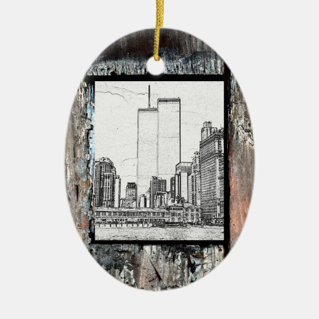 Twin Towers Ceramic Ornament (Front)