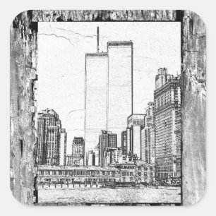 Twin Towers Square Sticker