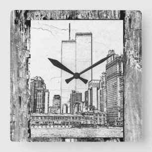 Twin Towers Square Wall Clock