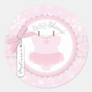 Twin Tutu Polka Dot Jumper & Winter Snowflake Classic Round Sticker