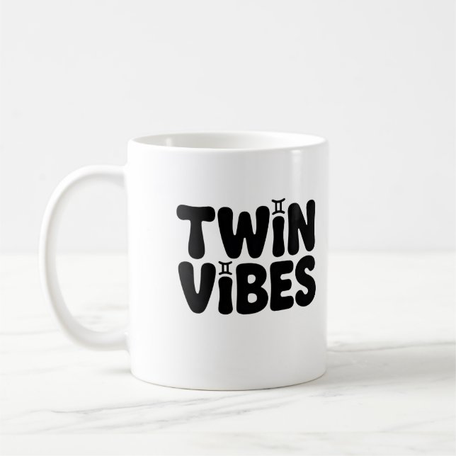 Twin Vibes Mug – Gemini Zodiac Coffee Cup (Left)