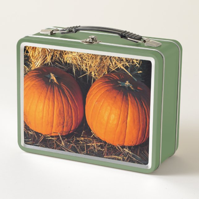 Twin Vintage Pumpkins  Metal Lunch Box (Front)