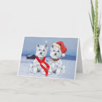 Twin Westies on a Wintry Evening