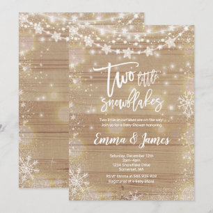 Twin Winter Baby Shower Invitation Rustic White