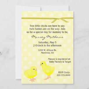Twin Yellow Chicks Shower Invitation