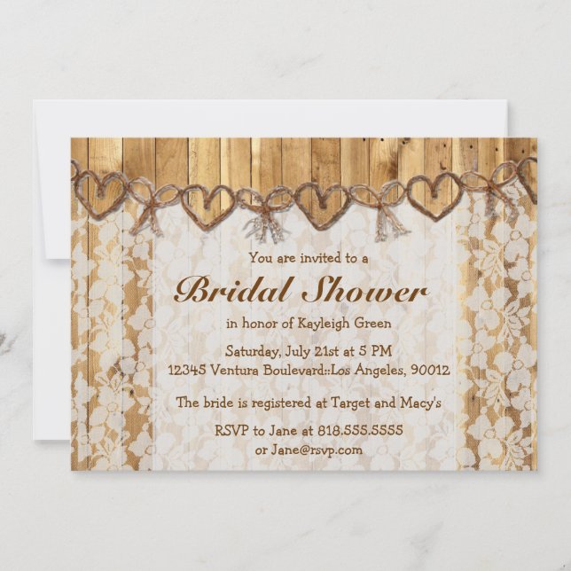 Twine Rustic Lace Wedding Invitation (Front)