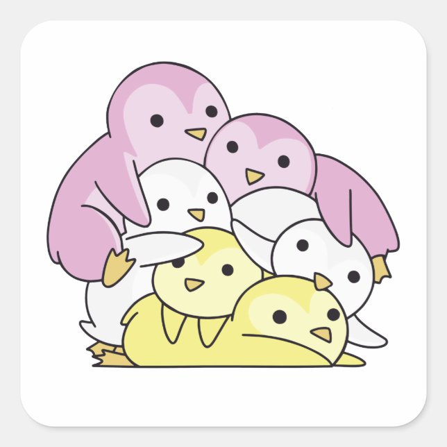 Twink Flag Pride Lgbtq Cute Penguin Square Sticker (Front)