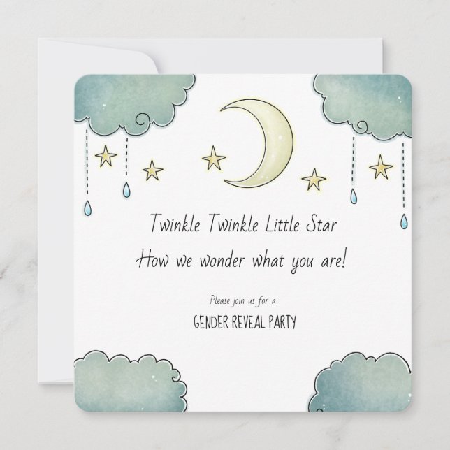 Twinke Twinkle Star Gender Reveal babyshower Invitation (Front)