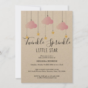 Twinkle Baby Sprinkle Pink Rustic All In One Invitation