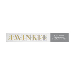 Twinkle Gold Star Baby Shower Return Address Label