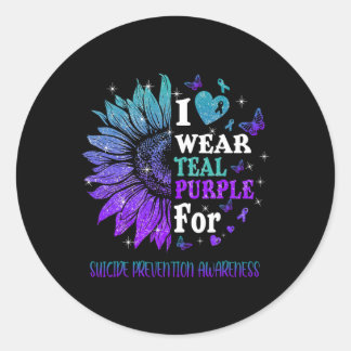 Twinkle Heart Sunflower Suicide Prevention Awarene Classic Round Sticker