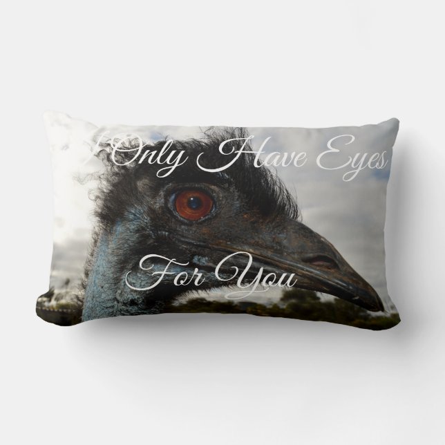 "Twinkle in the Eye: An Emu’s Curious Gaze" Lumbar Pillow (Front)