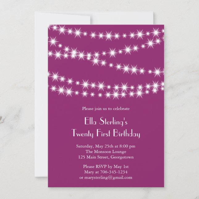 Twinkle Lights 21ème anniversaire Invitation (mage (Devant)
