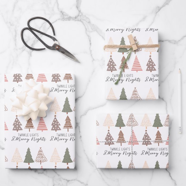 Twinkle Lights and Merry Nights Wrapping Paper Sheet (Front)