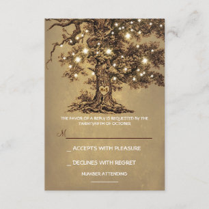Twinkle Lights Arbre de mariage rustique carte RSV