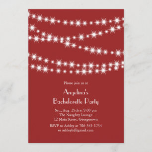 Twinkle Lights Bachelorette Party (red) Invitation