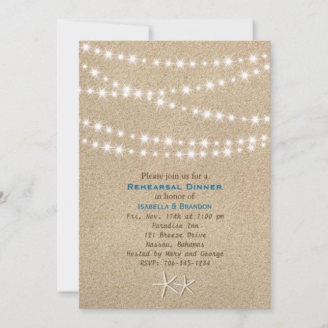 Twinkle Lights Destination Rehearsal Dinner Invite (Front)