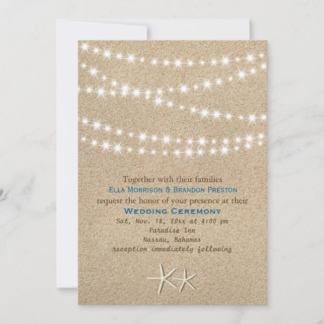Twinkle Lights Destination Wedding Invitation (Front)