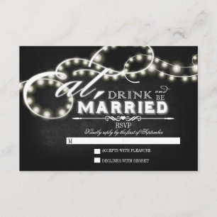 Twinkle lights Eat, Drink and Be Married RSVP Card
