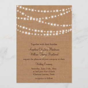 Twinkle Lights Faire-part de mariage sur Burlap