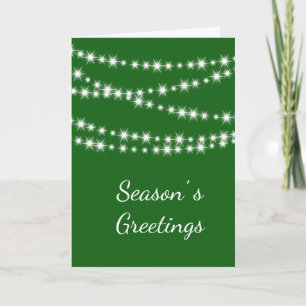 Twinkle Lights Green Season's Greetings Holiday Card