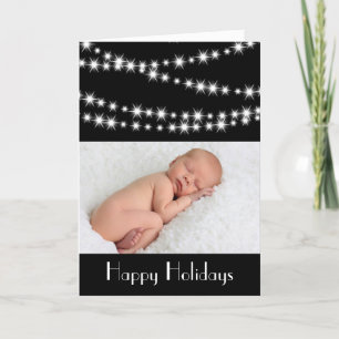 Twinkle Lights Photo Holiday Card black