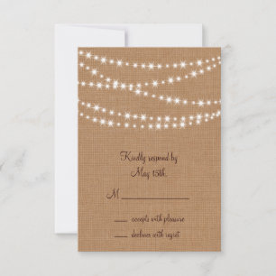 Twinkle Lights RSVP on Burlap Card