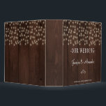 Twinkle lights rustic autumn barn wood wedding binder<br><div class="desc">Editable text wedding binder featuring rustic twinkle lights on dark brown barn wood background. Insert your names initials and your address! Ideal for your night autumn fall | winter | chic rustic country | outdoor backyard themed wedding.</div>
