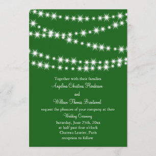 Twinkle Lights Wedding Invitation (green)