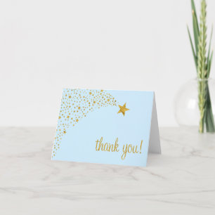 Twinkle Little Shooting Star Blue Gold Thank You Card