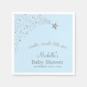Twinkle Little Shooting Star Blue Silver Napkin