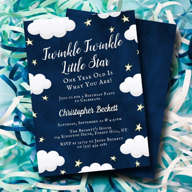 Twinkle Little Star 1er anniversaire Invitation (Créateur téléchargé)