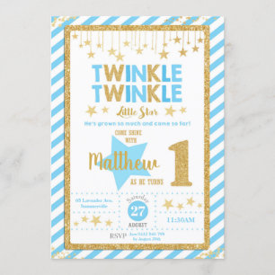 Twinkle Little Star 1er anniversaire Invitation ga