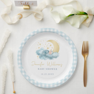 Twinkle little star baby boy shower paper plates