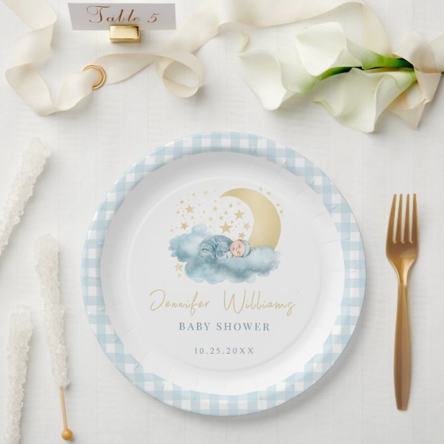 Twinkle little star baby boy shower paper plates (Wedding)