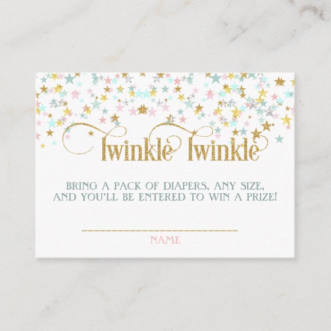 Twinkle Little Star Baby Shower Diaper Raffle Enclosure Card (Front)