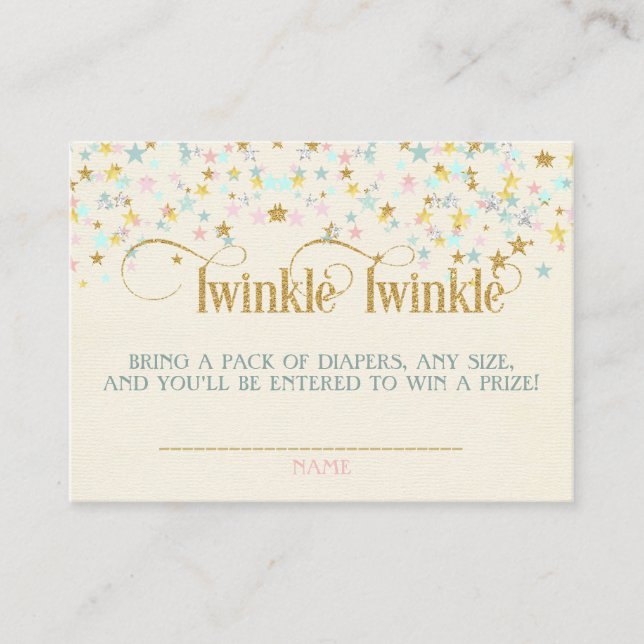Twinkle Little Star Baby Shower Diaper Raffle Enclosure Card (Front)
