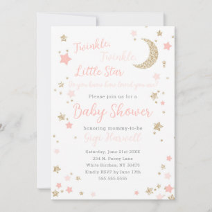 Twinkle Little Star Baby Shower Girl Invitation