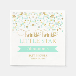 Twinkle Little Star Baby Shower Mint Green Gold Napkin