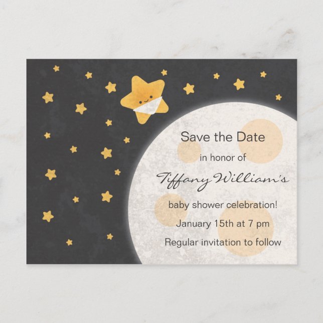 Twinkle Little Star Baby Shower Save the Date Announcement Postcard (Front)