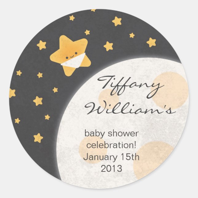 Twinkle Little Star Baby Shower Stickers (Front)
