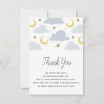 Twinkle little star baby shower thank you card