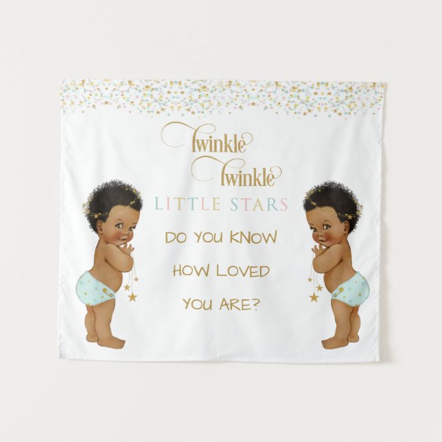 Twinkle Little Star Baby Twin Boys Ethnic Tapestry (Front (Horizontal))