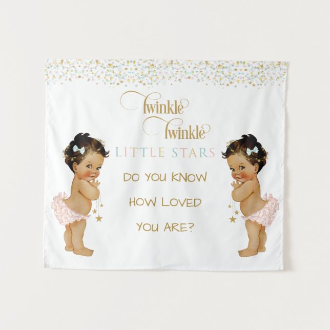 Twinkle Little Star Baby Twin Girls Ethnic Tapestry (Front (Horizontal))