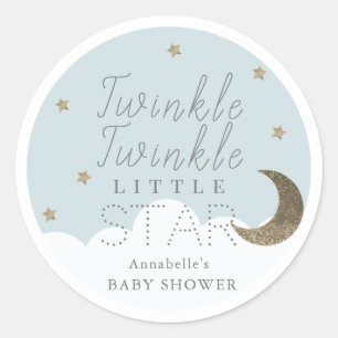 Twinkle Little Star Blue Baby Shower Classic Round Sticker