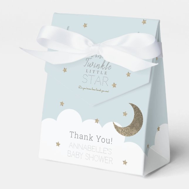 Twinkle Little Star Blue Baby Shower Favor Box (Front Side)