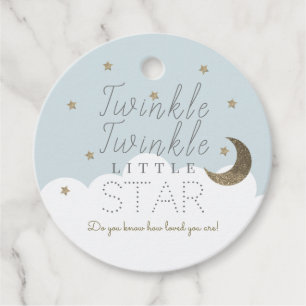 Twinkle Little Star Blue Baby Shower Thank You Favour Tags