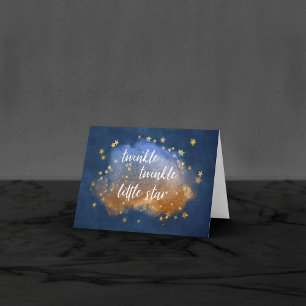 Twinkle Little Star   Blue Copper Gold Baby Shower Thank You Card