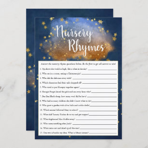 Twinkle Little Star   Blue Gold Nursery Rhyme Quiz Invitation