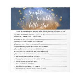 Twinkle Little Star   Blue Gold Nursery Rhyme Quiz Notepad
